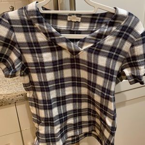 Garnet Hill Short Sleeved Blouse Plaid